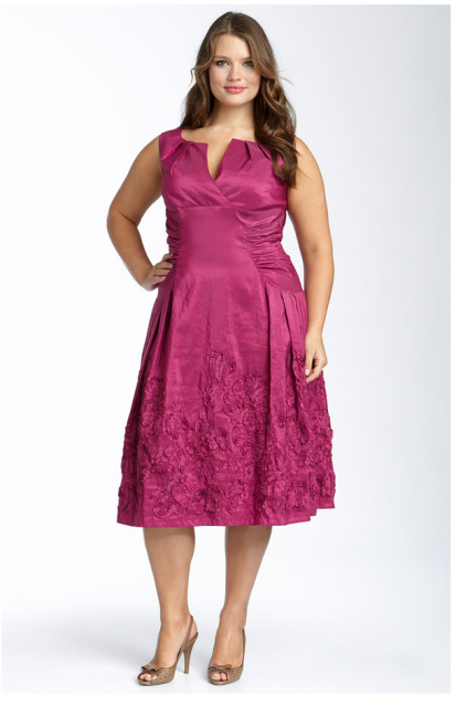 Adrianna Papell Ribbon Rosette Taffeta Party Dress for Plus Size Women.PNG 