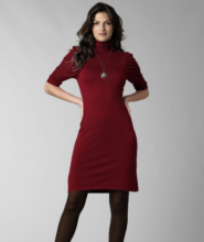 Sophie Max Turtleneck Sweater Dress in dark red.PNG 